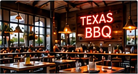Busy Texas BBQ restaurant dining room