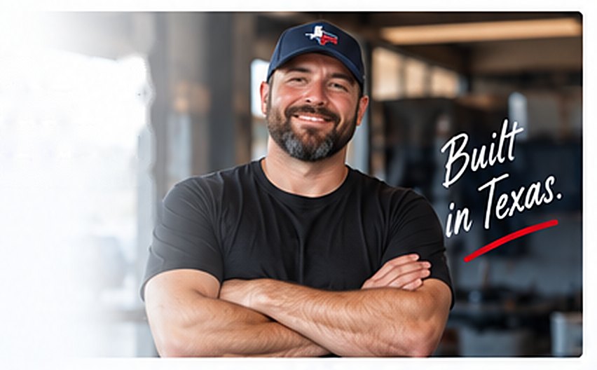 Smiling Texas business owner with arms crossed — Built in Texas.